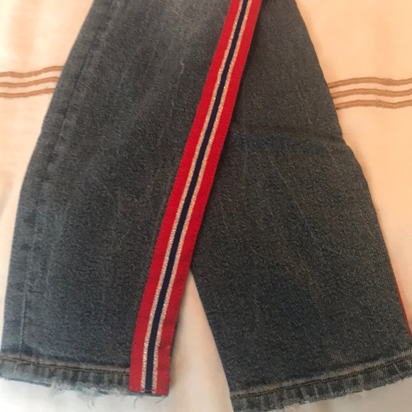 NWOT Zara High Waist Jeans with red,blue and metallic - Picture 8 of 9